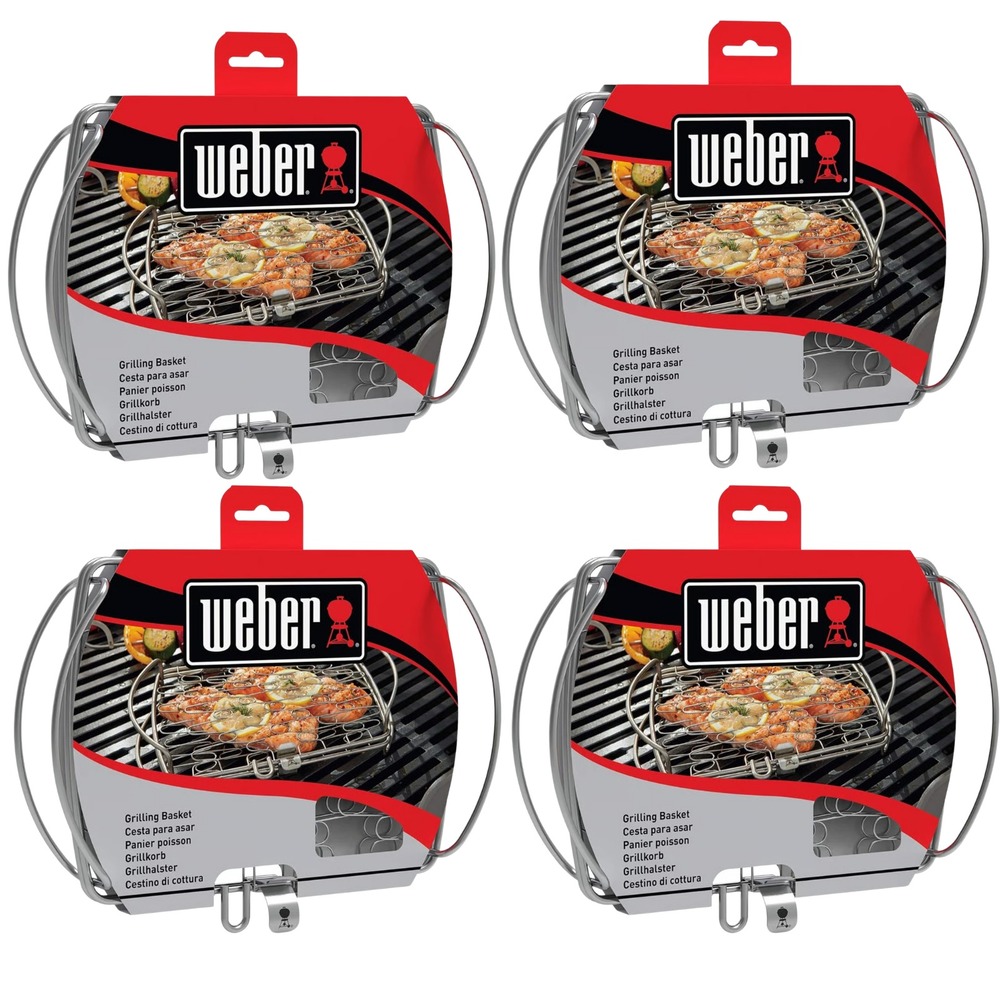 4-Pack Stainless Steel Fish Grill Baskets BBQ Nonstick Fits All Grills‎ 8.3x6.9